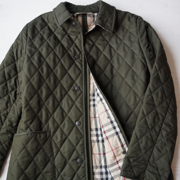 Burberry Jackets & Blazers - Burberry Quilted Nova Check Dark Olive Jacket